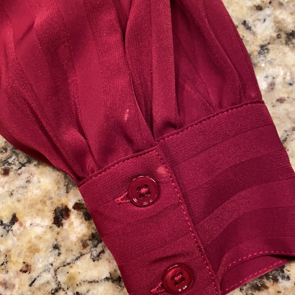 Modcloth Striped Raspberry Button Down Blouse - image 8